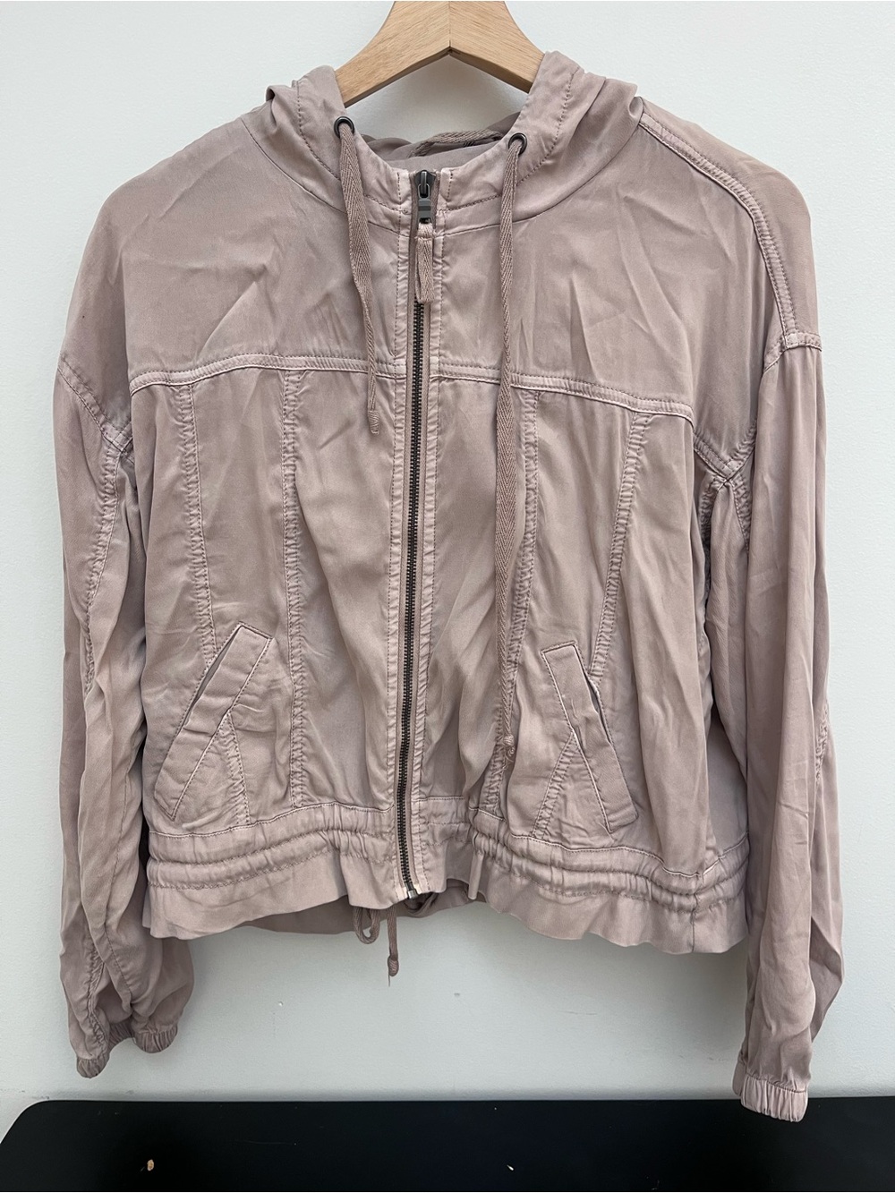 Lightweight Bomber Hooded Zip Jacket - Blush XS